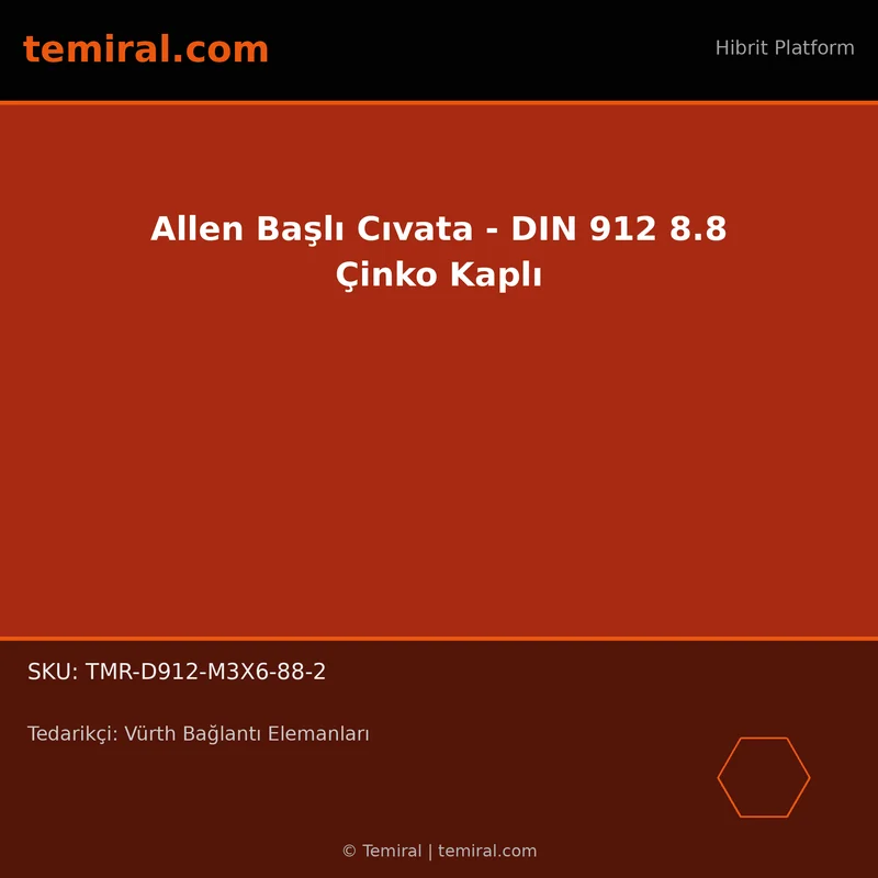 Allen Başlı Cıvata - DIN 912 8.8 Çinko Kaplı