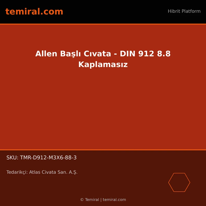 Allen Başlı Cıvata - DIN 912 8.8 Kaplamasız