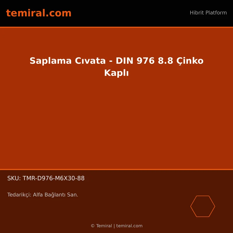 Saplama Cıvata - DIN 976 8.8 Çinko Kaplı