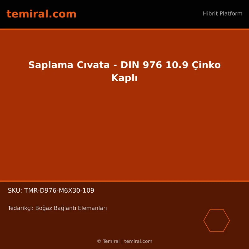 Saplama Cıvata - DIN 976 10.9 Çinko Kaplı