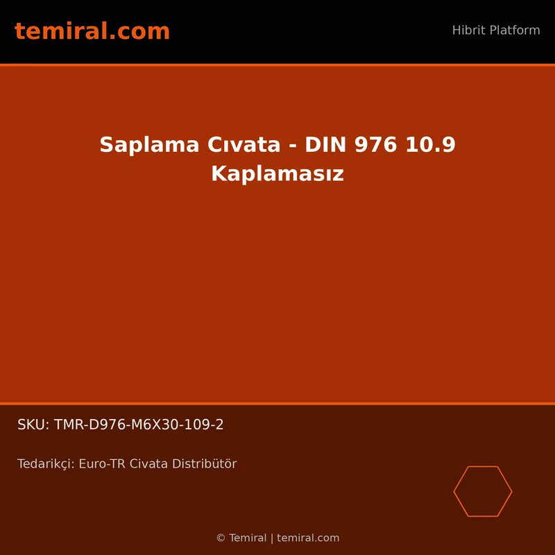 Saplama Cıvata - DIN 976 10.9 Kaplamasız