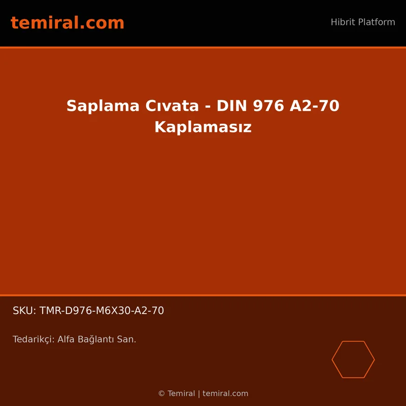 Saplama Cıvata - DIN 976 A2-70 Kaplamasız