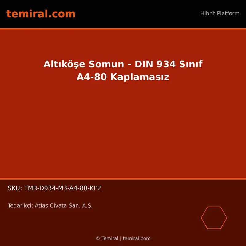 Altıköşe Somun - DIN 934 Sınıf A4-80 Kaplamasız