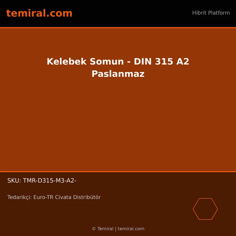 Kelebek Somun - DIN 315 A2 Paslanmaz