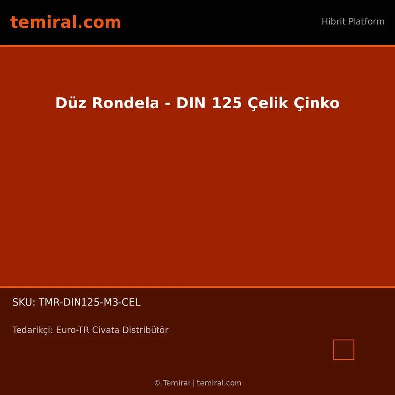Düz Rondela - DIN 125 Çelik Çinko