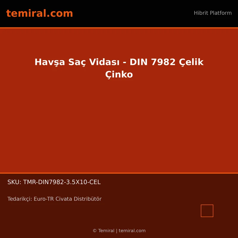 Havşa Saç Vidası - DIN 7982 Çelik Çinko