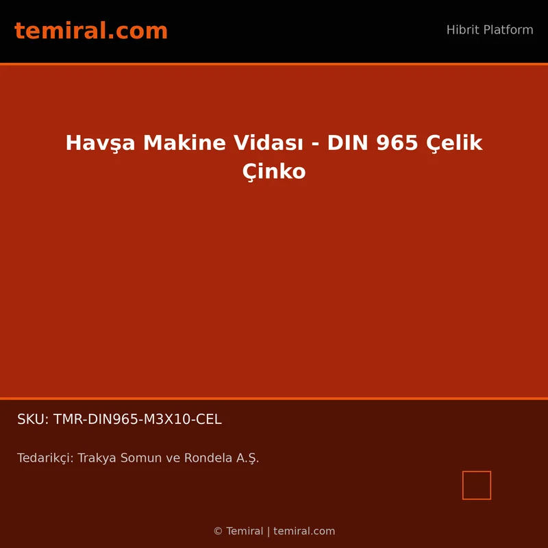 Havşa Makine Vidası - DIN 965 Çelik Çinko