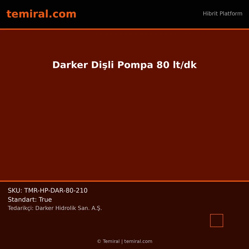 Darker Dişli Pompa 80 lt/dk