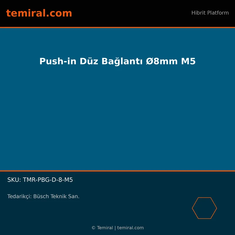 Push-in Düz Bağlantı Ø8mm M5