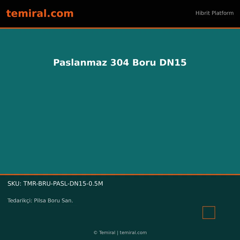 Paslanmaz 304 Boru DN15