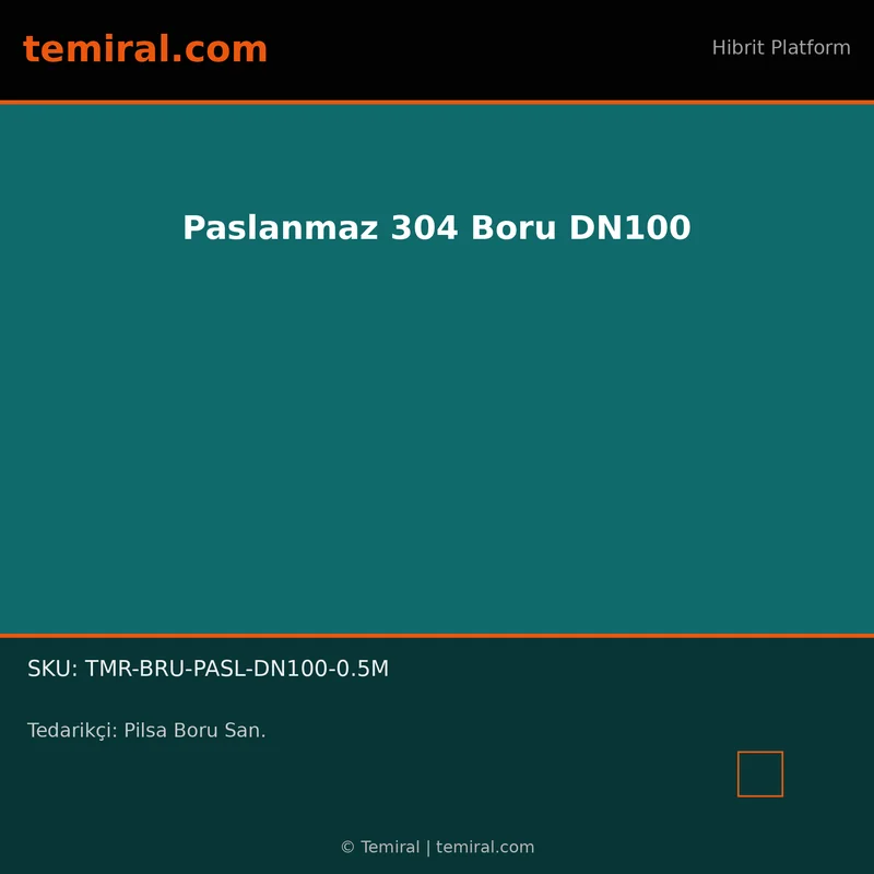 Paslanmaz 304 Boru DN100